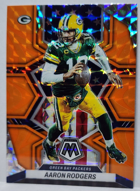 AARON RODGERS - 2022 Mosaic Nat'l Pride Orange Reactive Prizm - Packers